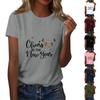 Women's Fashion 2026 New Year Printed Round Neck Short Sleeve Top