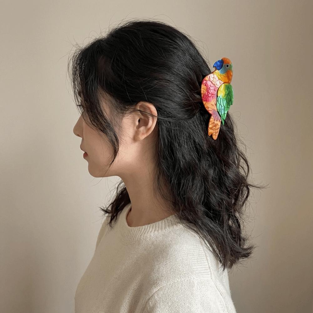 Parrot Bird Hair Clip Korean Style Cartoon Animal Shark Clip Personalized Acrylic Hair Claw Female