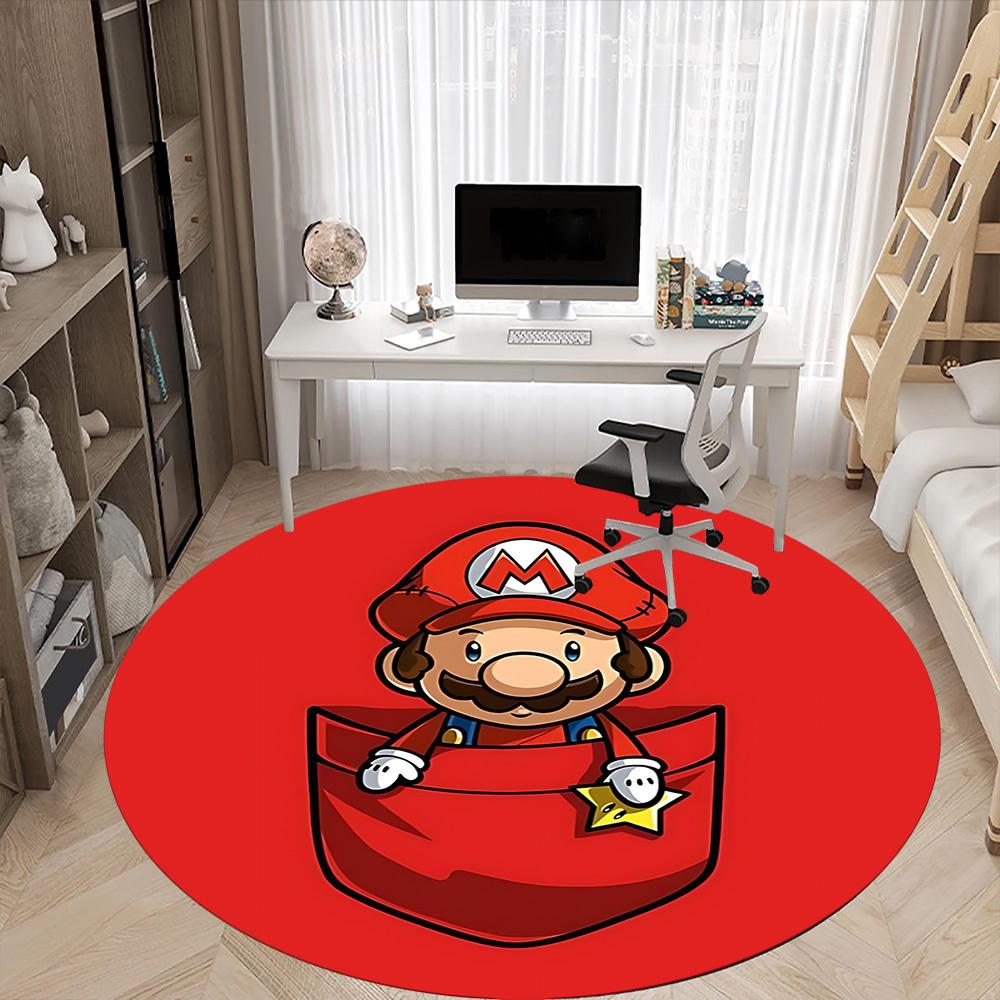 1pc Pocket Mario Office Round Area Rug, Under Office Chairs Bedroom Living Room Home Decor a1022241