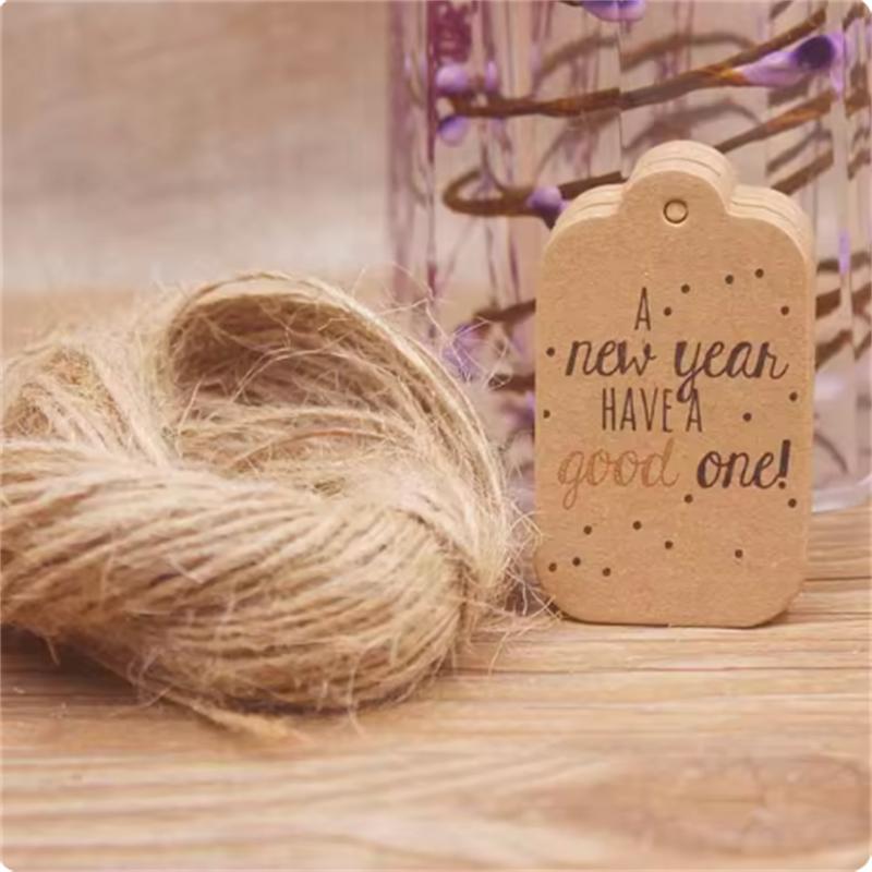 100 шт. 20-метровая веревка из коровьей кожи, подарочная этикетка с благодарностью, новогодняя этикетка на Хэллоуин, украшение для вечеринки