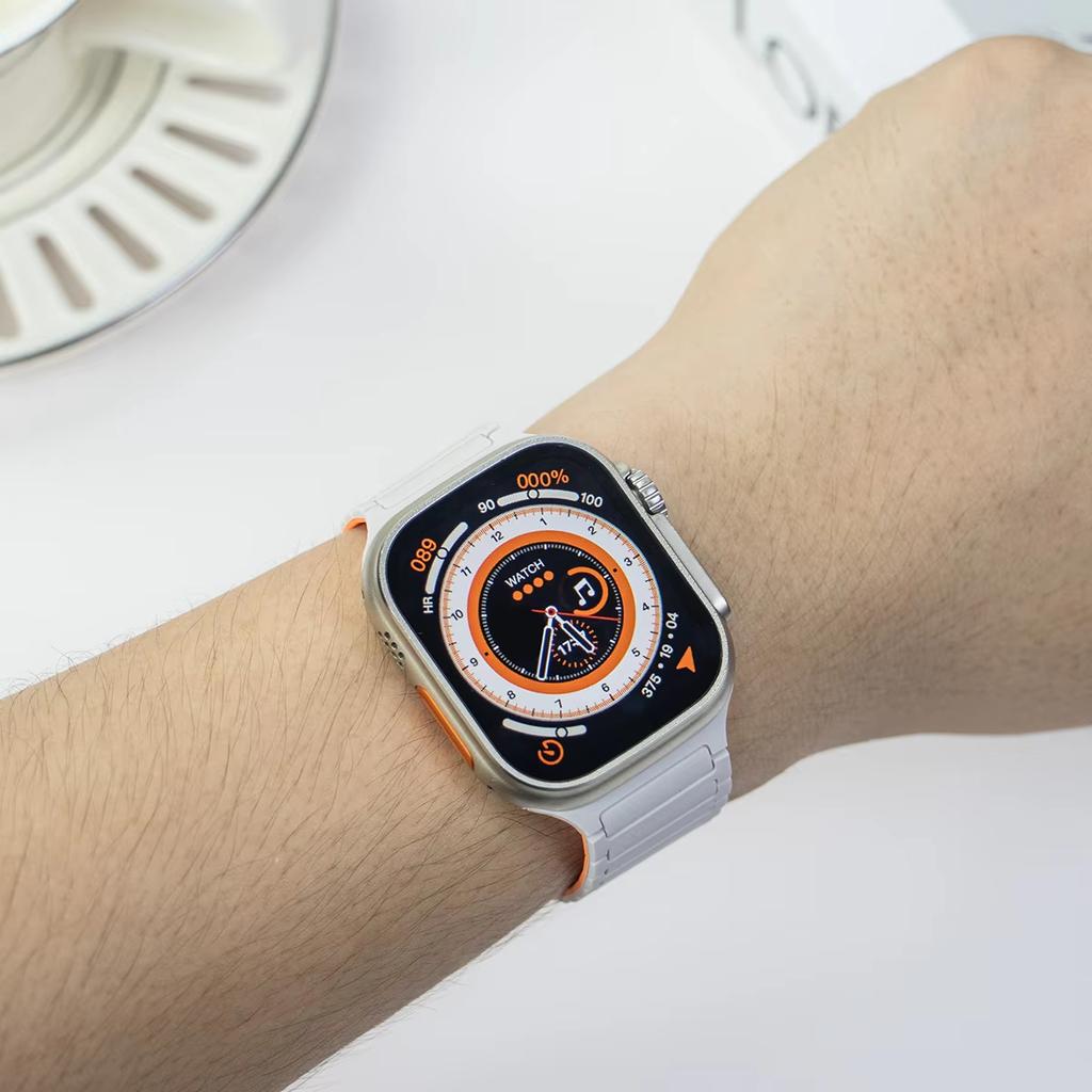 Magnetic Silicone Strap for Apple Watch Bands ultra 2 3 49mm 44mm 40mm 45mm 41mm 46mm correa Bracelet iWatch Series 11 10 9 8 Se