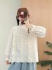 Женская длиннорукавная свободная блузка-пуловер с японским кружевом и вышивкой, весна 2026