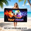 Game Controller Theme Soft Beach Towel Personalized Custom Name Text Towel Portable for Beach Pool Travel