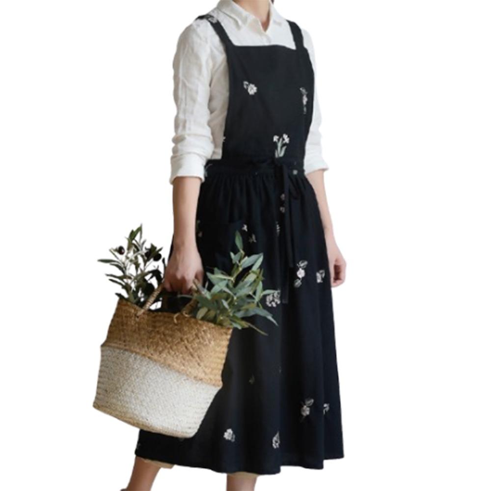 Cotton Artist Flower Shop Apron Embroidered Waiter Extended Aprons Cleaning Apron Coffee House