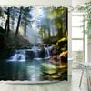 Водонепроницаемая шторка для душа с изображением спокойного лесного водопада для бодрящей и расслабляющей атмосферы в ванной комнате
