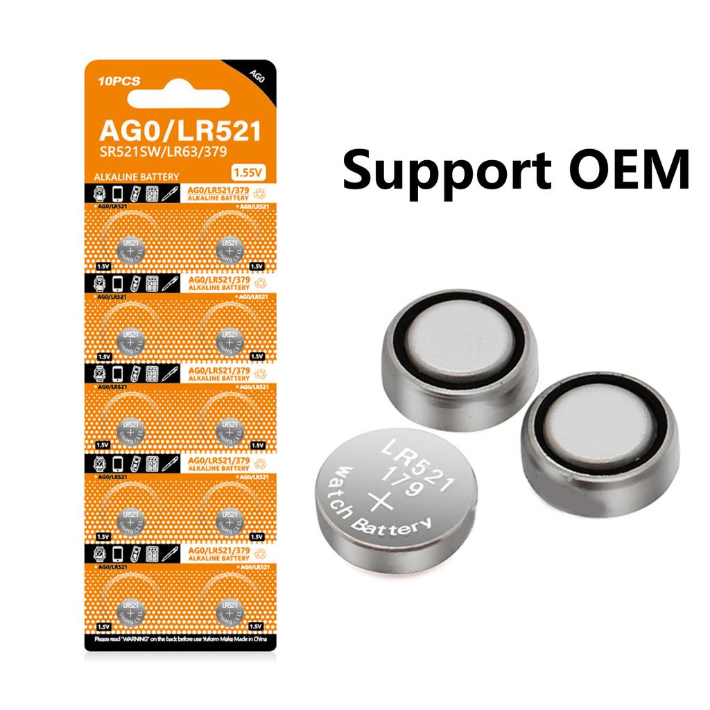 10 шт. батарейки AG0 SR521SW LR521 SR521 AG521 S521E 521A SG-521S SR63 GP379 V379 379X D379 379L 379LD для часов