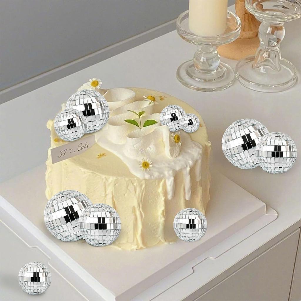 10 шт. Топпер для торта в виде диско-шара, принадлежности для танцевальной вечеринки 1970-х годов, маленькие шпажки и украшения для торта для вечеринки в стиле 70-х