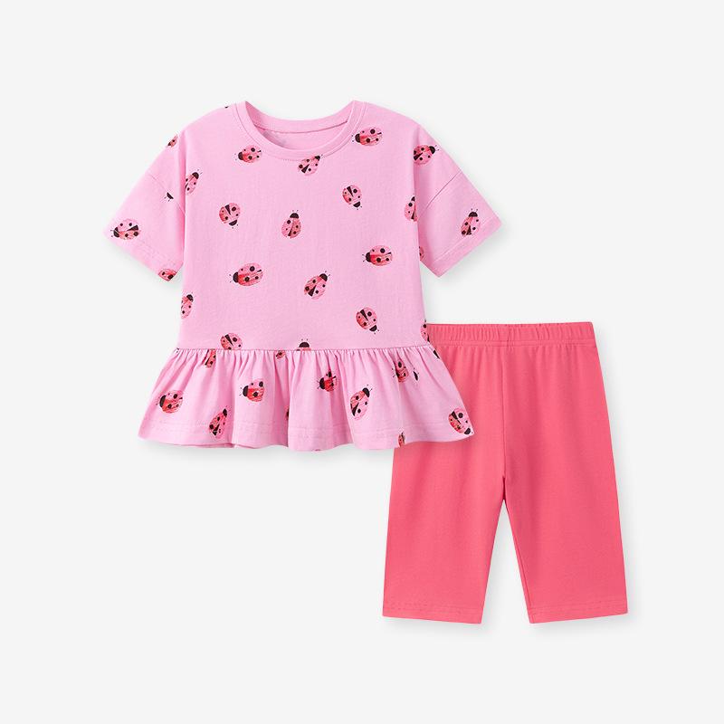 Летний комплект из двух предметов с коротким рукавом для девочек Little Maven - Милый европейский и американский стиль