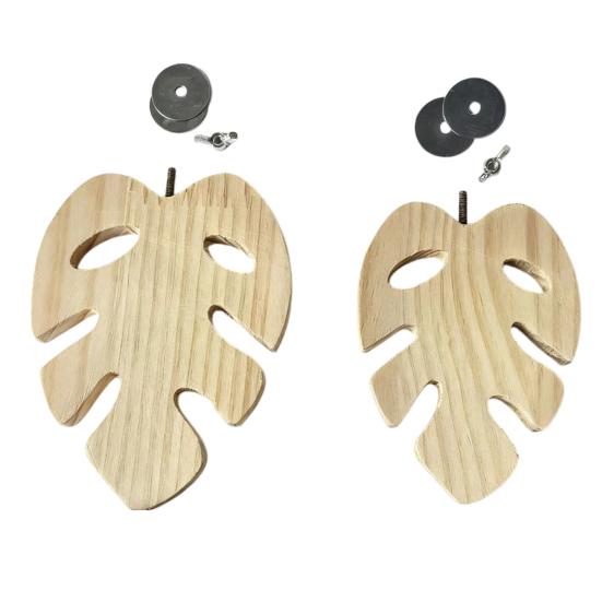 Жердочка для клетки попугая Деревянная платформа-подставка для попугая Лист Монстеры Плоская жердочка с сосновой шишкой для корелл, конуров, Жако Обточка когтей