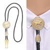 Adjustable Braided Leather Rope Bolo Tie with Metal Horse and Drop Pendant Western Necklace Vintage Necktie Neckwear