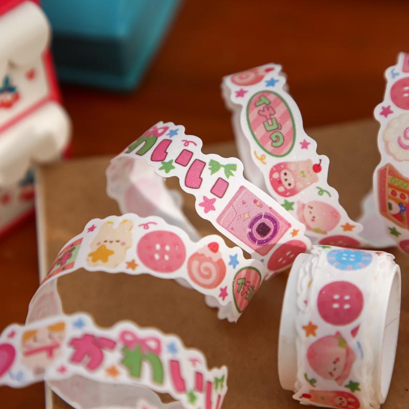 200cm/roll Washi Tape Korean Kawill Smoothie Pudding Dessert Sushi Pattern Irregular Tape Hand Collage Material DIY Decoration