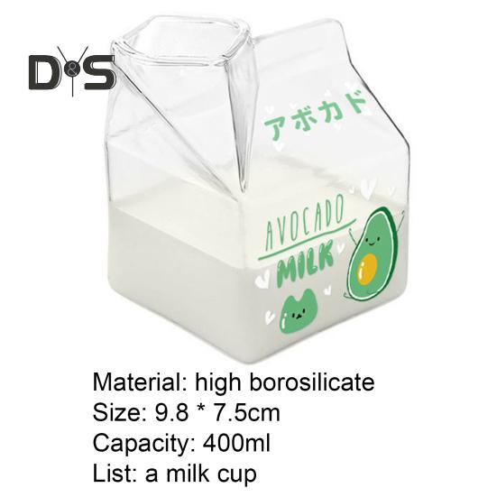 400 мл уникальный дизайн, чашка для молока, квадратная форма, фруктовый принт, коробка для молока, чашка для воды для завтрака