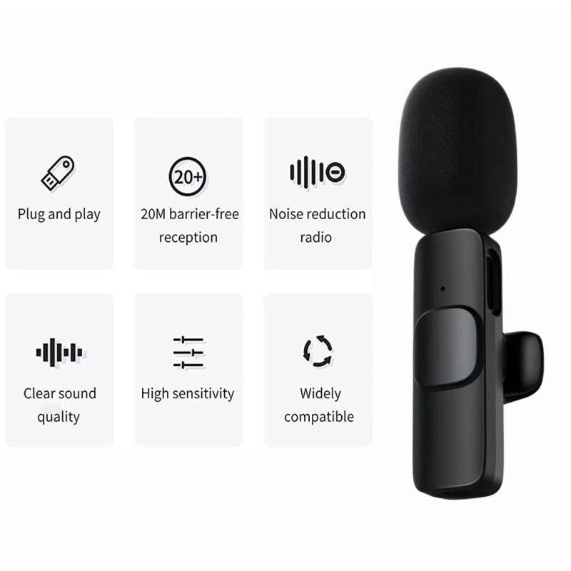 Wireless Lavalier Microphone Studio Gaming Live Broadcast Lapel Clip Professional Mic Compatible For