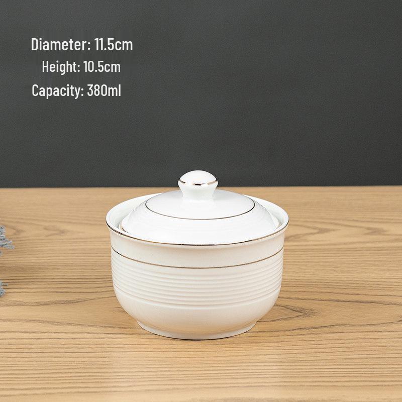 Ceramic Double Boiler Stew Pot with Lid for Soup, Bird's Nest, and Steamed Eggs