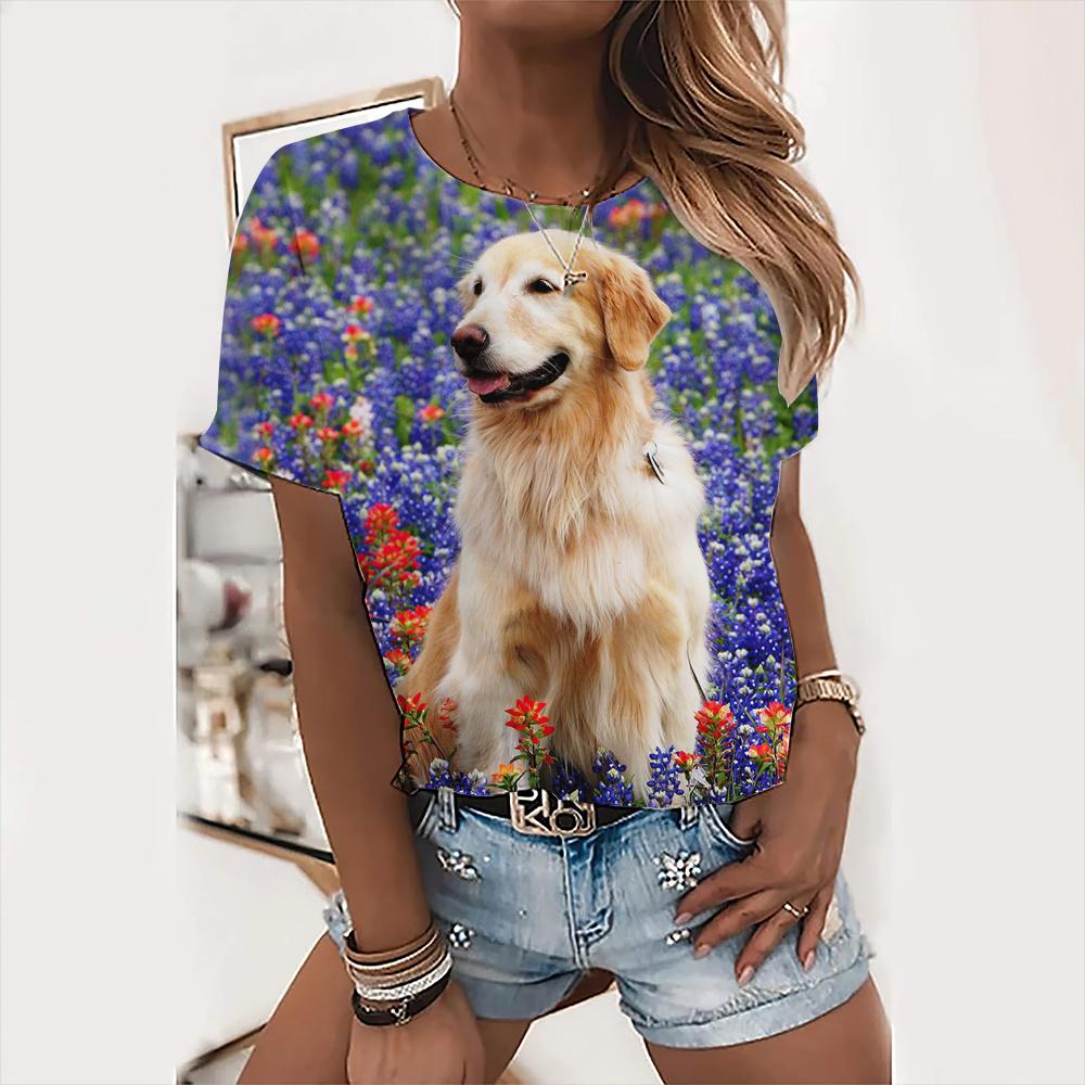Милые топы с собаками, женская праздничная футболка с надписью «Love Dog Day», модная футболка с животным принтом, женская футболка Kawaii, летняя повседневная одежда с круглым вырезом
