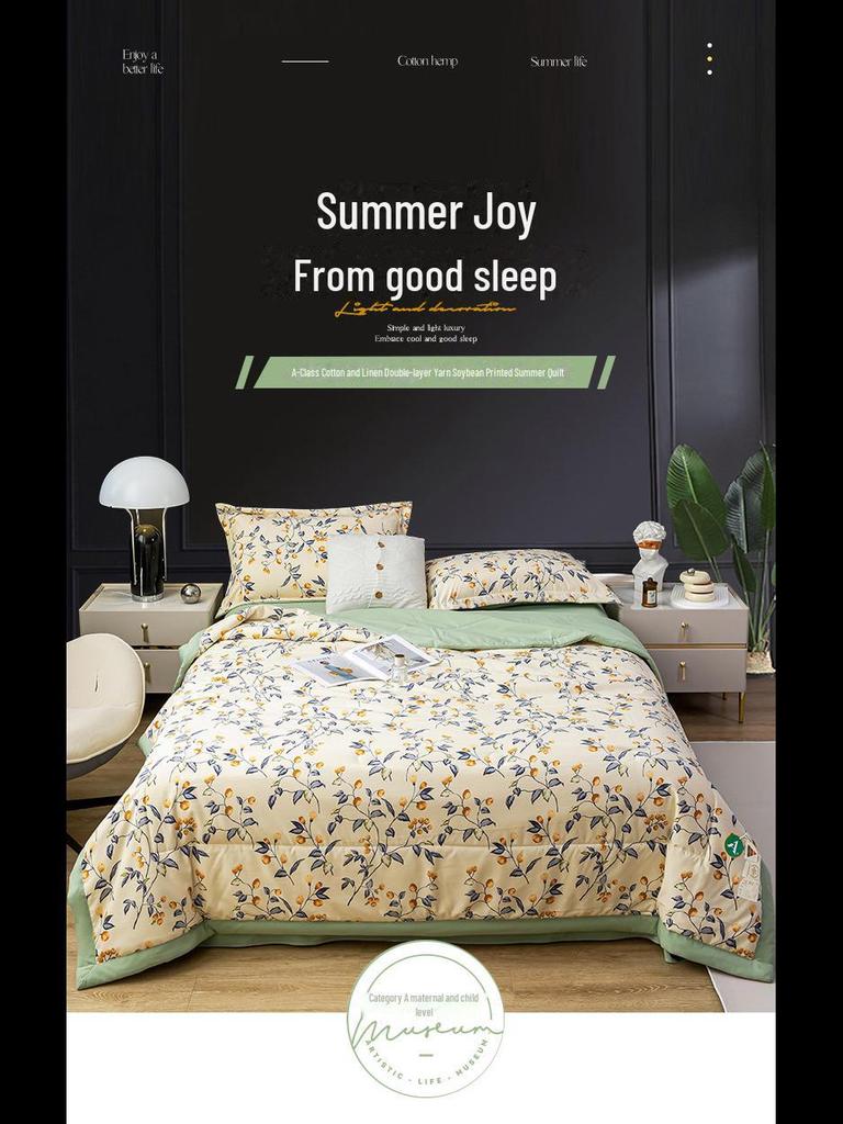 Комплект одеял из двухслойного стираного хлопкового льна типа А на лето – приятный для кожи подарок для школьников и малышей