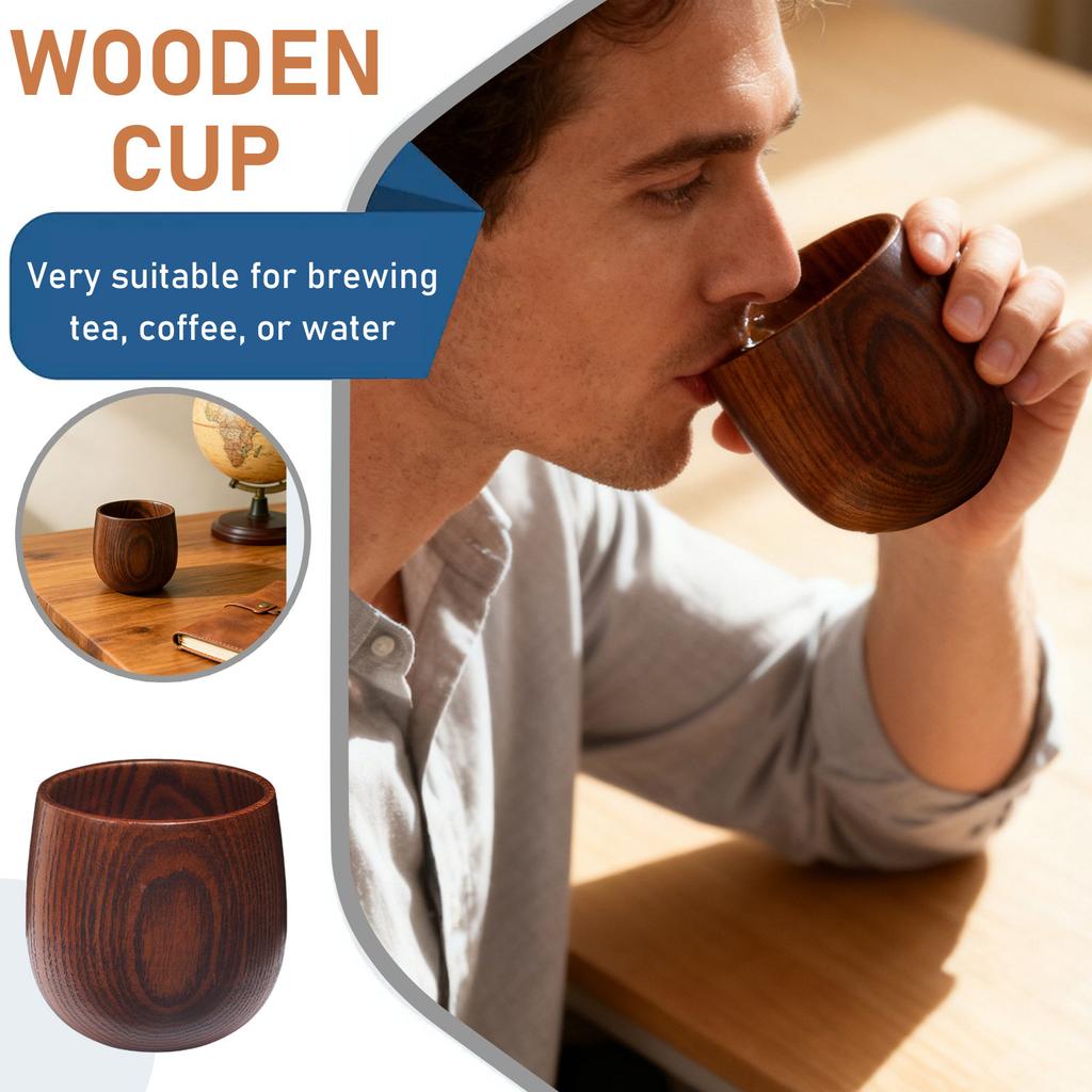 Кружка с большим животом, Увеличенный бокал для вина, Универсальная деревянная чашка, обожженная углем, Необжигающая чашка для чая с растительной краской