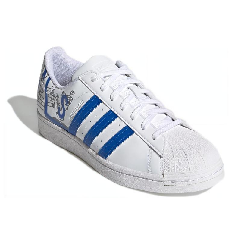 adidas Оригинальные Superstar Уютные Износостойкие Повседневные Кеды для Скейтбординга Бело-Синие Унисекс 'White Blue' Кроссовки GW5784