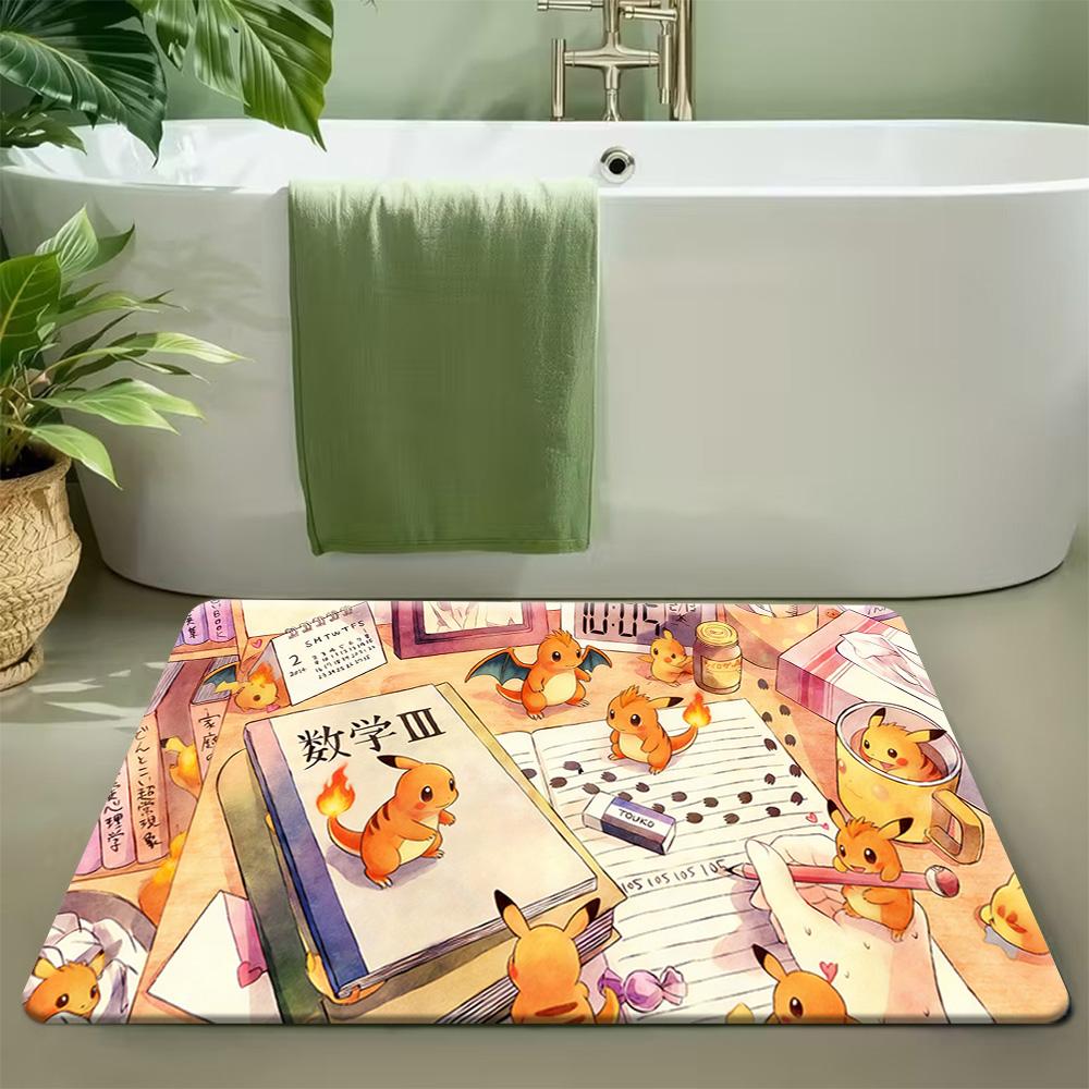 Pokemon Gengar Starry Night Van Gogh Style Print Non-slip Doormat, Soft Absorbent Floor Rug for Home Decor