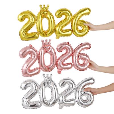Фольгированные шары-цифры Корона 2026 для вечеринки в канун Нового года 2026 Украшения Navidad Рождество 2025 Фотобутафория Подарки