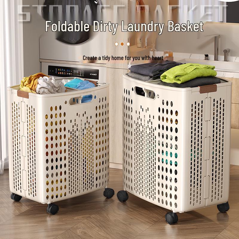 Складная корзина для белья большой вместимости в стиле шкива с перегородкой