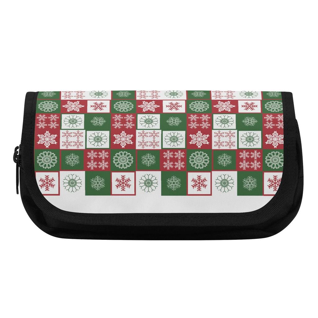 Pen Case 300D Polyester Double Layer Zipper Closure with Two Compartments for Pens Ruler Earphones Students for Boys Girls