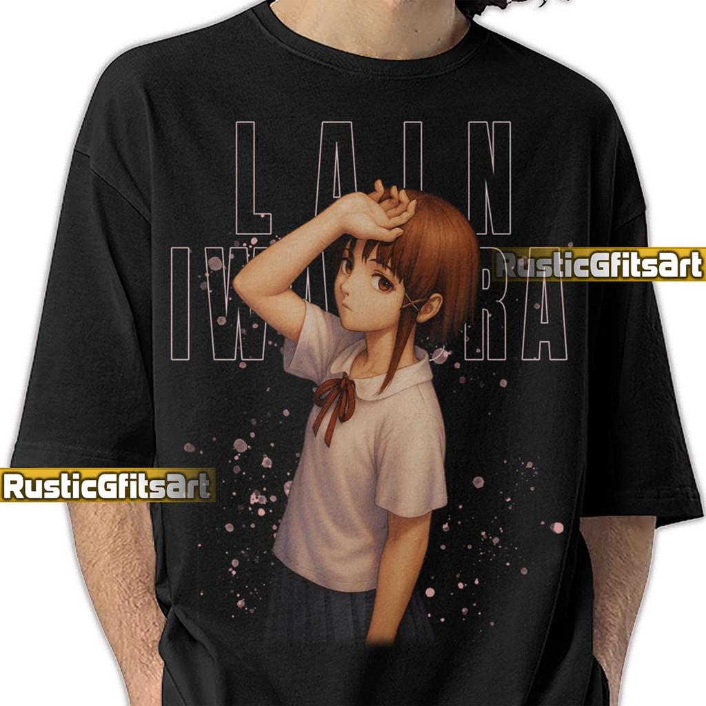 LAIN IWAKURA SERIAL Experiments Lain Футболка, Iwakura Rein Аниме Кастомная Футболка, Serial Experiments Lain Манга Винтажный Мерч, Lain Iwakura Футболка