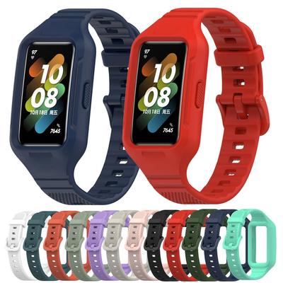 Ремешок для Huawei Band 6 7 8 9 10 Браслет на запястье Мягкий силиконовый ремешок С чехлом Сменный браслет Для Huawei Band 6 7 8 9 10 Ремень