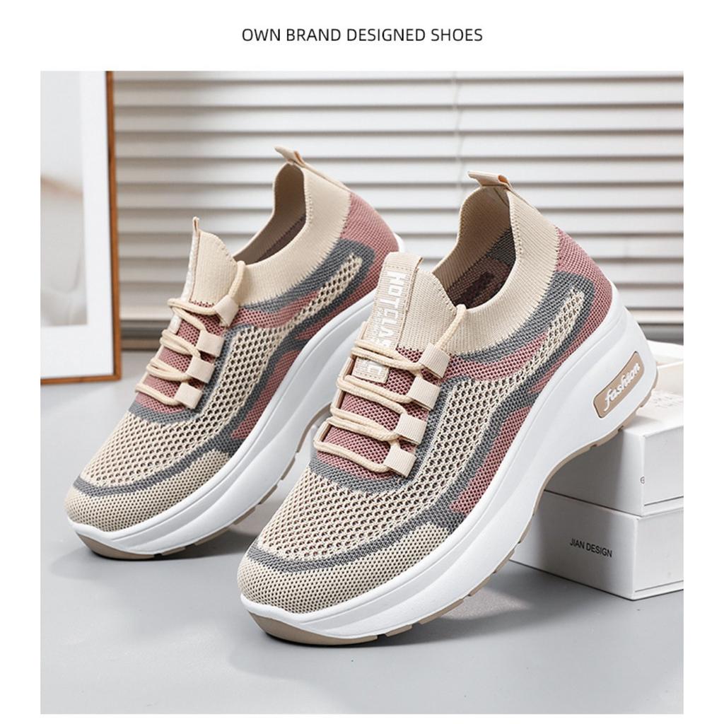Обувь женская, новая обувь на толстой подошве, дышащая обувь Flyknit, модные универсальные носки, повседневная обувь