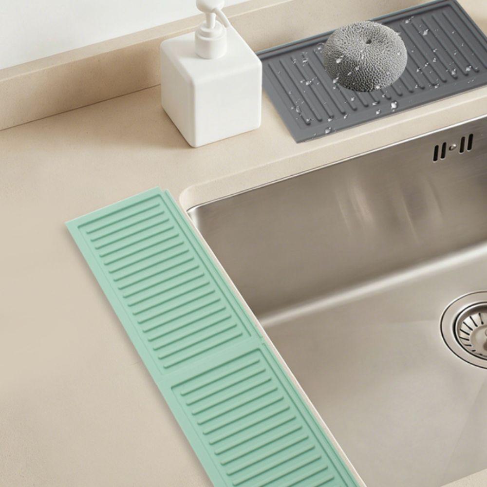 2 Piece Silicone Counter Top Drying Mat Non-Slip Insulated Mat Dish Draining Mat Pot