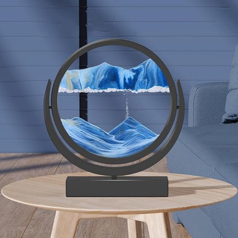 Flowing Sand Painting Art Hourglass Rotatable 3D Round Glass Deep Sea Quicksand Sandglass Modern Home Decoration Sand Clock Gift