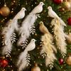 Realistic Christmas Peacock Ornaments Long Tail Peacock Bird Figurine Home Party Decor