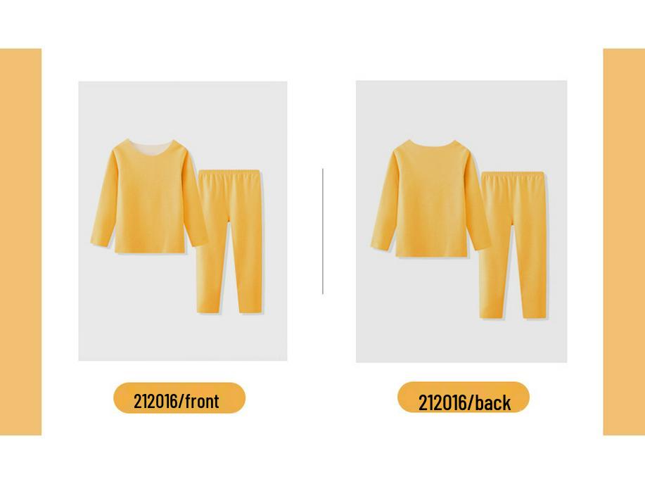 Детский термокомплект Осень/Зима 2025 – Теплый базовый слой однотонного цвета, пижама из двух частей с длинным рукавом и брюками