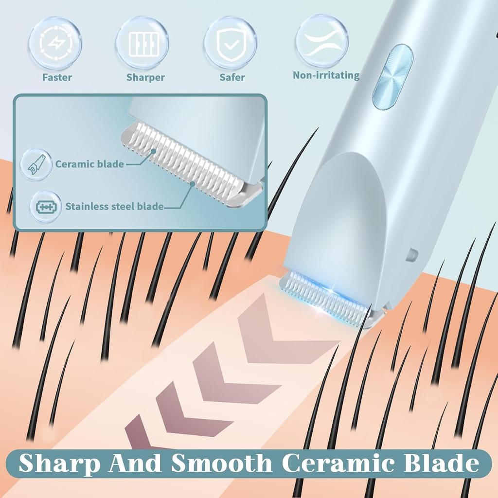 Trimmer, Dual-Head Hair Trimmer for Women,2-in-1 Bikini Shaver with Ceramic Blade Heads & Type-C Charging Port,