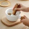 Efficient Grinding Hand-held Mashing Jar with Wood Handle Pottery Grinding Bowl  Household
