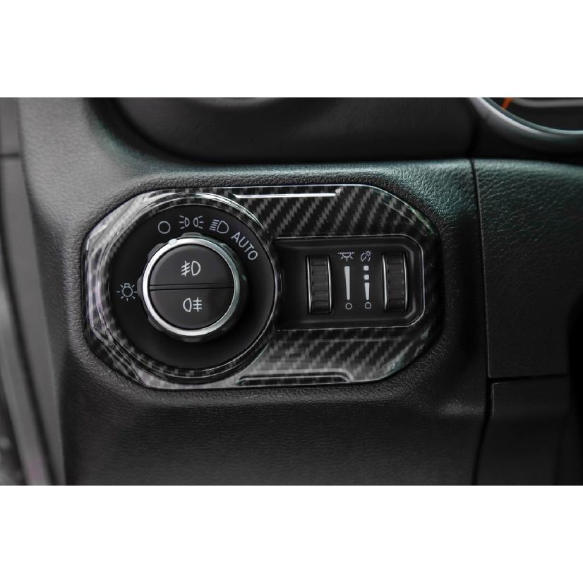 Car Headlight Switch Button Decoration Cover Stickers for Jeep Wrangler JL Gladiator JT 2018-2023 Interior Mouldings