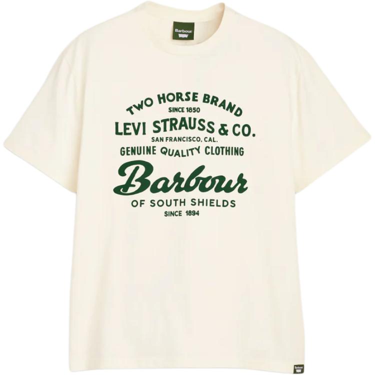 Коллаборация Levis X Barbour FW25 Футболка с графическим принтом, круглым вырезом и короткими рукавами Мужские топы 008GR-0005