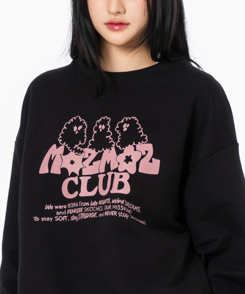 MOZMOZ Ghost Cloud Graphic Oversized Sweatshirt Black