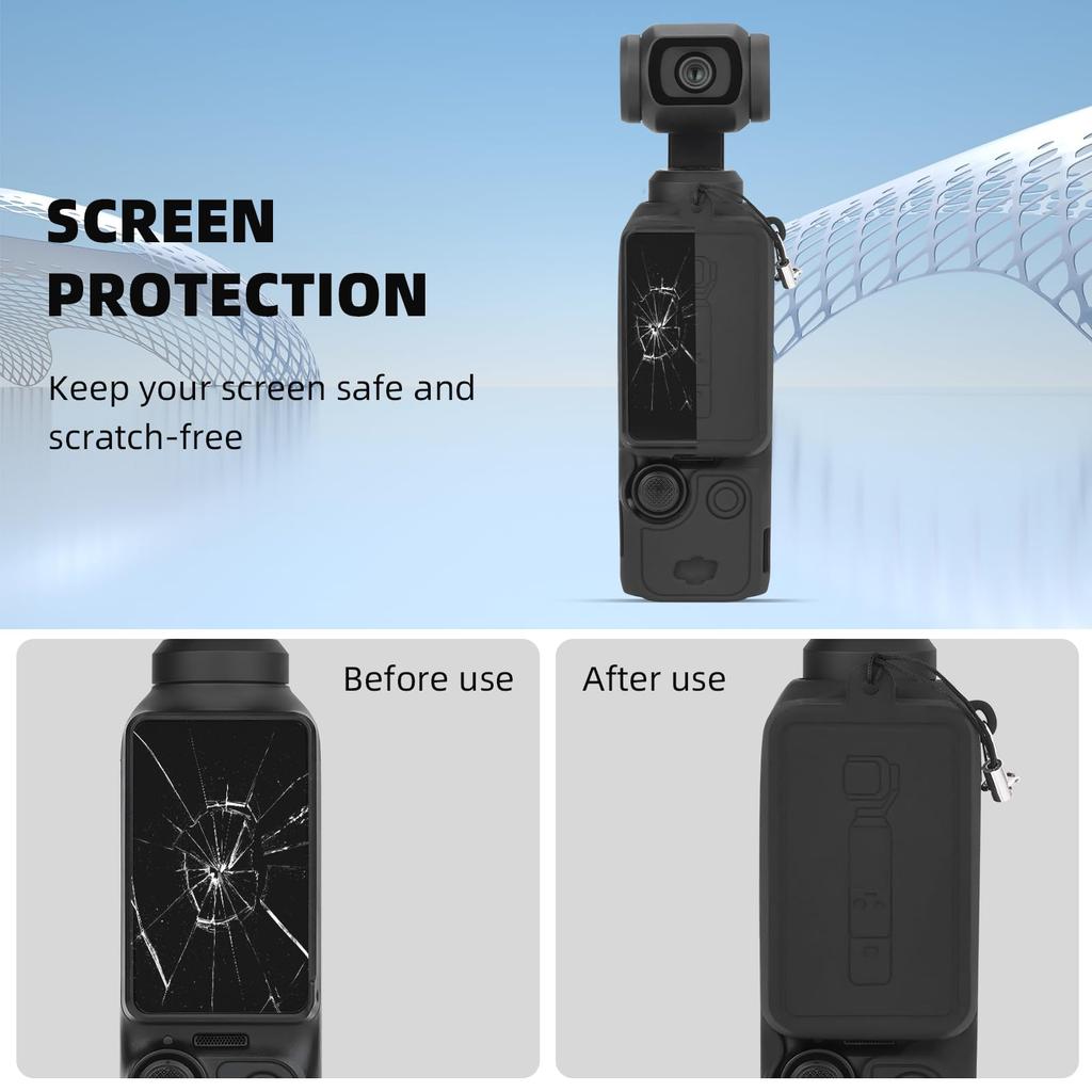Pocket 3 Silicone Cover, Protective Case Lens Protector Scratch-Resistant Sleeve Skin Compatible with DJI OSMO Pocket 3