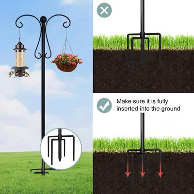Уличный крючок Shepherd Hook, двойной крючки, прочная кормушка для птиц, крючок Shepherd Hook с 5-зубчатым основанием для подвешивания растений, фонарей, колокольчиков