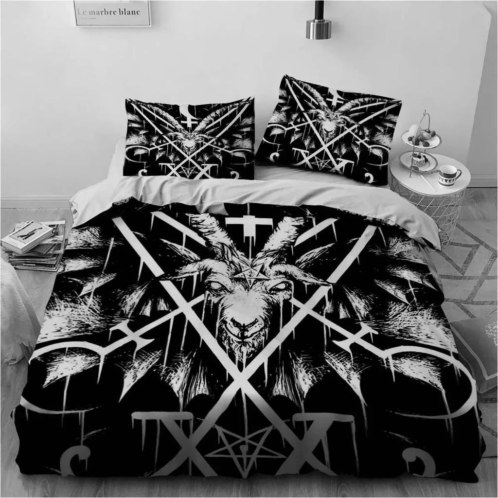 Satanic Satan Devil Bedding Set Boys Girls Twin Queen Size Duvet Cover Pillowcase Bed Kids Adult Fashion Home Textile