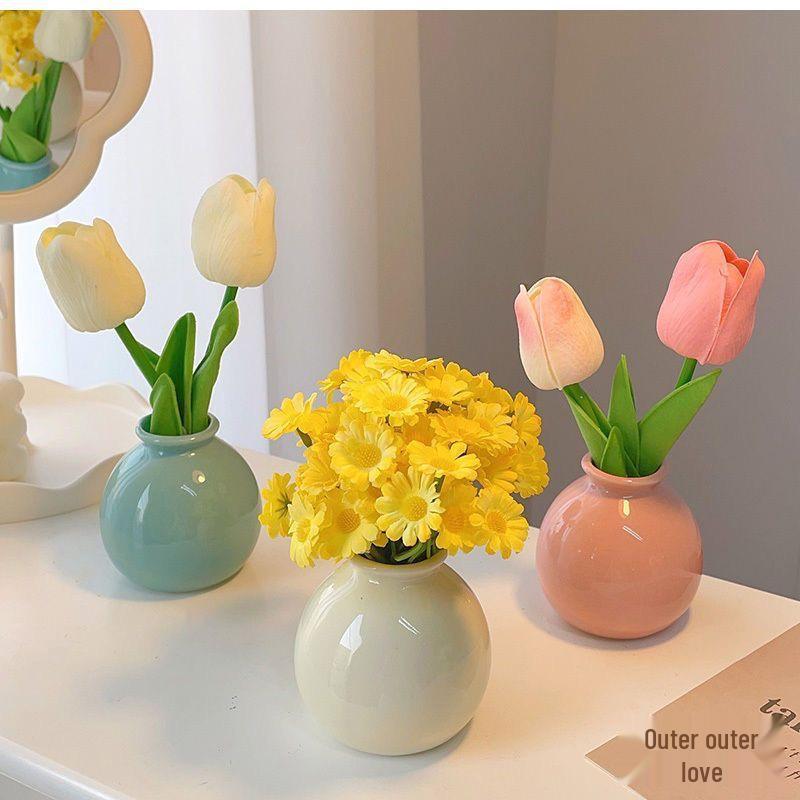 Маленькая керамическая ваза для сухих или искусственных цветов - Идеально подходит для офисного стола, туалетного столика, обеденного стола или украшения дома