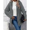 Autumn and Winter Hooded Solid Color Cardigan Button Long Sleeved Casual Fleece Jacket