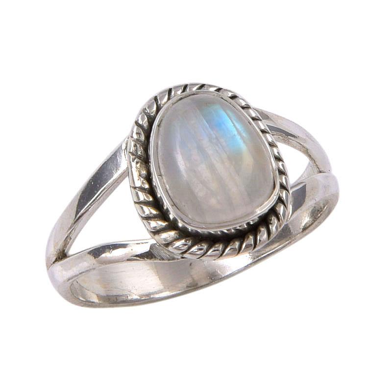 Natural Rainbow Moonstone Gemstone Handmade 925 Sterling Silver Ring S.5.5 G7t91