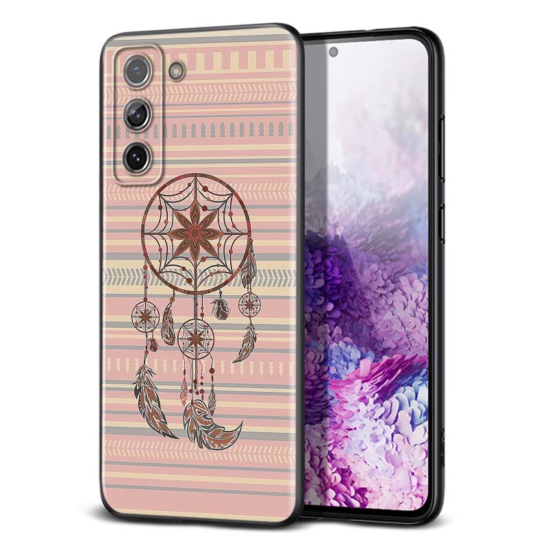 Indian Feathers Girl for Samsung Galaxy S21 Ultra Plus Note 20 10 9 8 S10 S9 S8 S7 S6 Edge Plus Black Phone Case