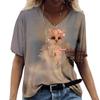 Женская футболка с V-образным вырезом, 3D-принтом, анимированным кроликом, модная футболка с принтом и короткими рукавами