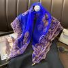 Lace magnetic buckle pearl small silk scarf square scarf women's neck protection decorative triangular scarf versatile long scarf with shirt