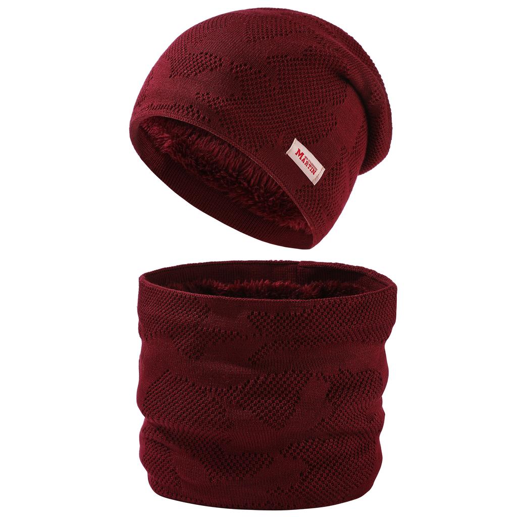 Winter Fashion Thickened Scarf Hat Two-piece Set Women's Trend Versatile Knitted Fleece Warm Suit Men's