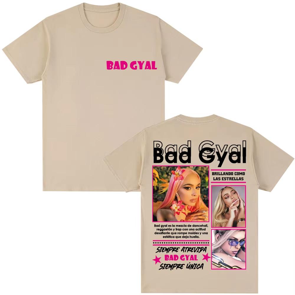 Rapper Bad Gyal Album Graphic Tshirt Fashion Hip Hop T Shirt Harajuku Oversized Cotton Men Women Casual Y2K T Shirts Streetwear