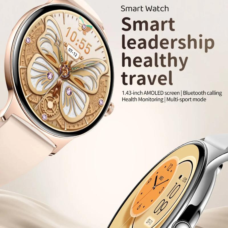Новые умные часы 2025 года для женщин в подарок 1,43-дюймовый полностью сенсорный экран спортивные фитнес-часы Bluetooth-звонки цифровые умные часы женские